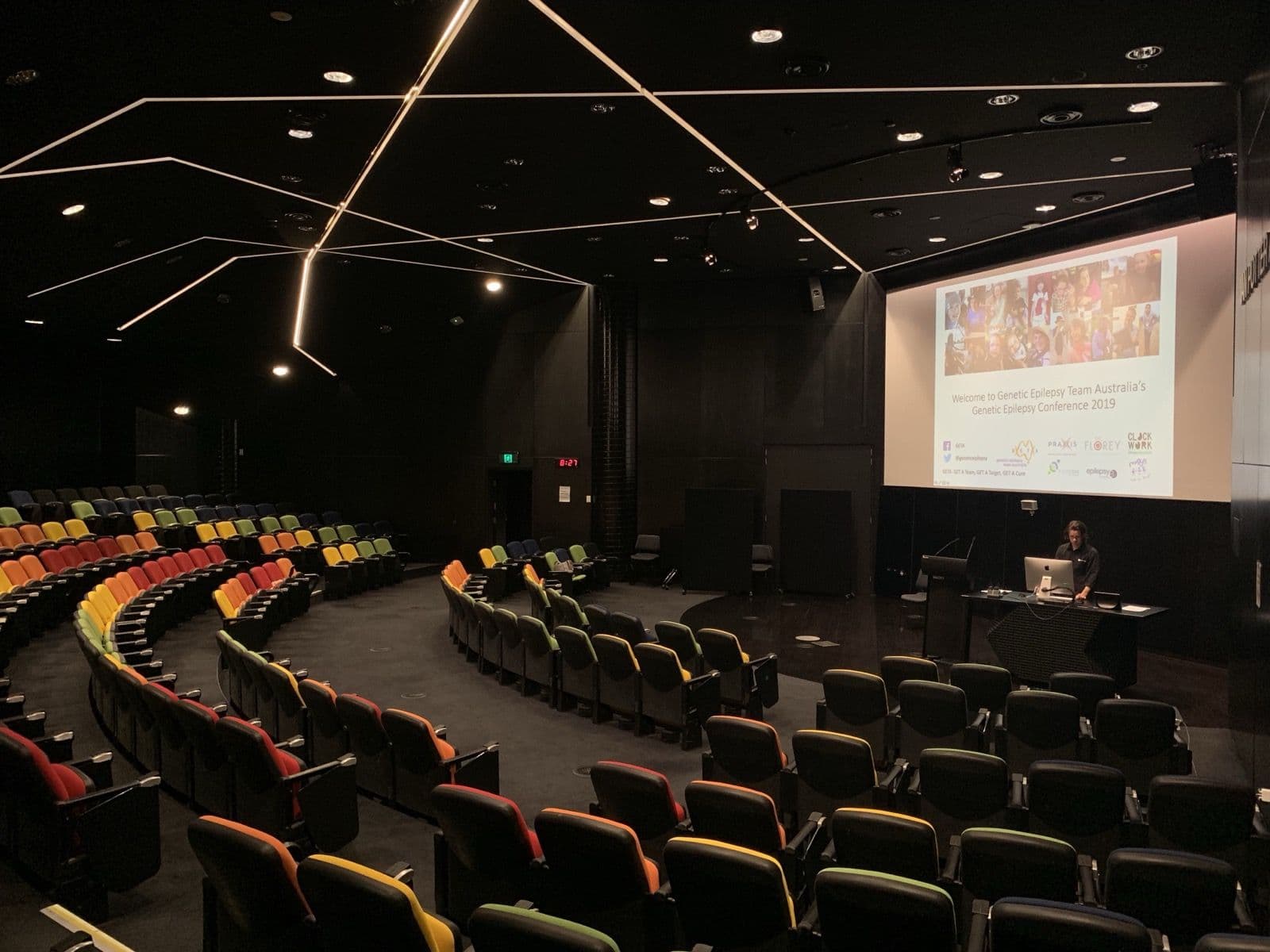 The empty auditorium set up before the conference