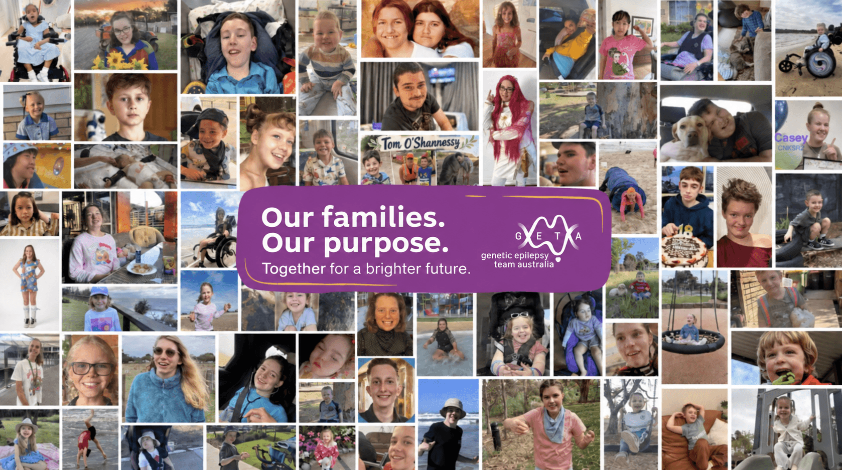The gorgeous faces of 50+ people with a DEE, representing the Australian DEE community, who GETA represent.
